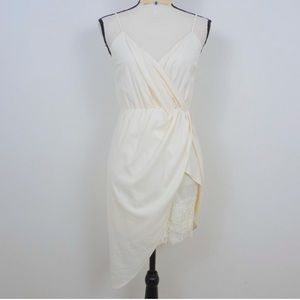 Guess Ivory Cream Lace Strappy Asymetrical Wrap S XS Disco Sexy Retro Slip Dress